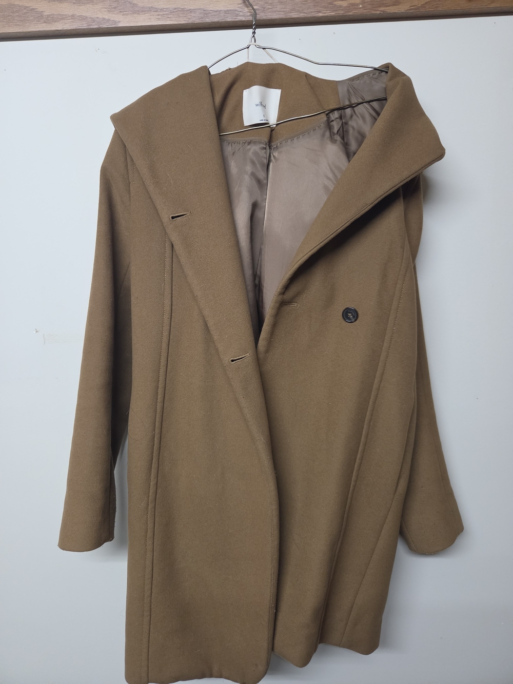 Wilfred Camel Hooded Pea Coat